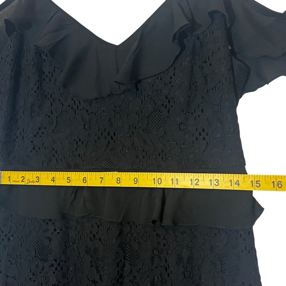 Lulu’s Women’s Dress Black Floral Lace Off Shoulder Ruffle Medium Size Zipper - Picture 7 of 13